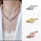 真空电镀微镶满钻饰品装 饰搭扣 珍珠手链项链花形扣隐藏线头卡扣