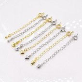 镀18k包金爱心延长链接弹簧扣diy手链项链扣加长链条尾链圆扣配件