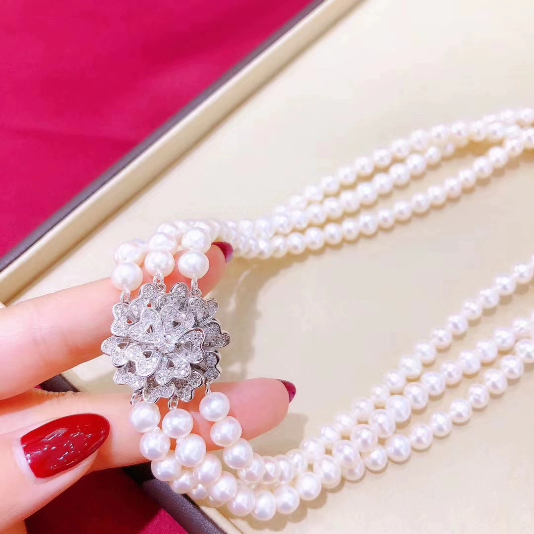 diy珍珠天然卡扣毛衣链