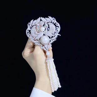 DIY配件半银 流苏 吊坠项链 天然珍珠 女款双凤凰 银配件胸针吊坠