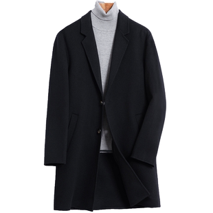 高端双面羊绒大衣男中长款秋冬加厚青年韩版羊毛风衣呢子冬季外套