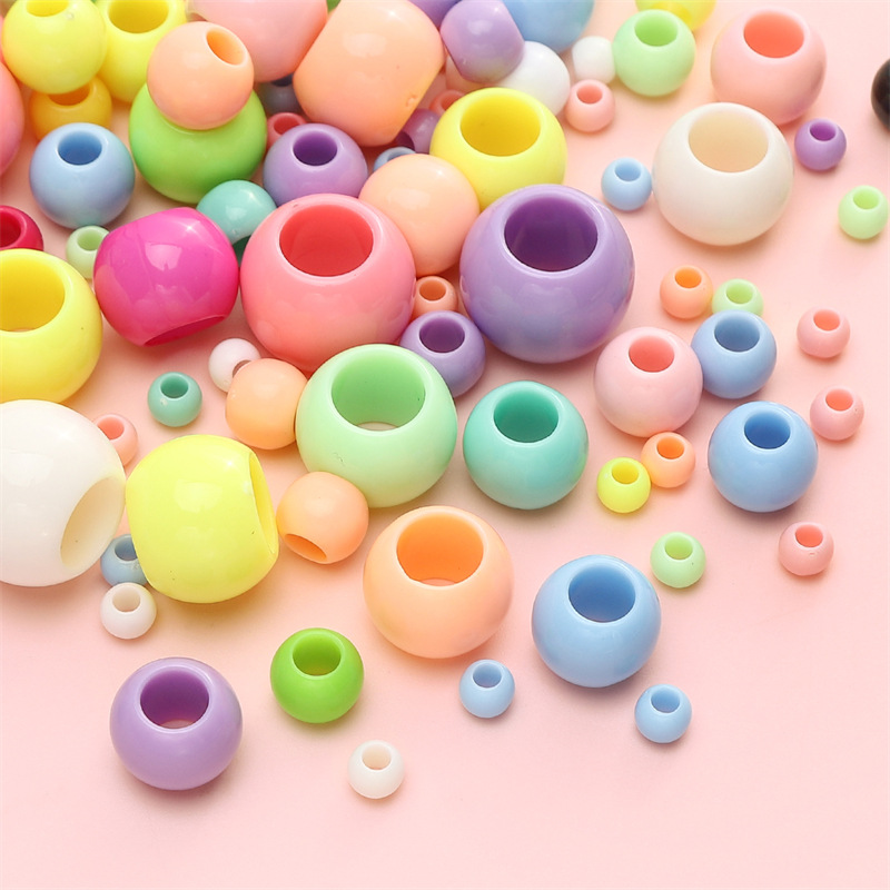 彩色亚克力大孔珠糖果色塑料圆珠子手工diy编织串珠材料散珠配件