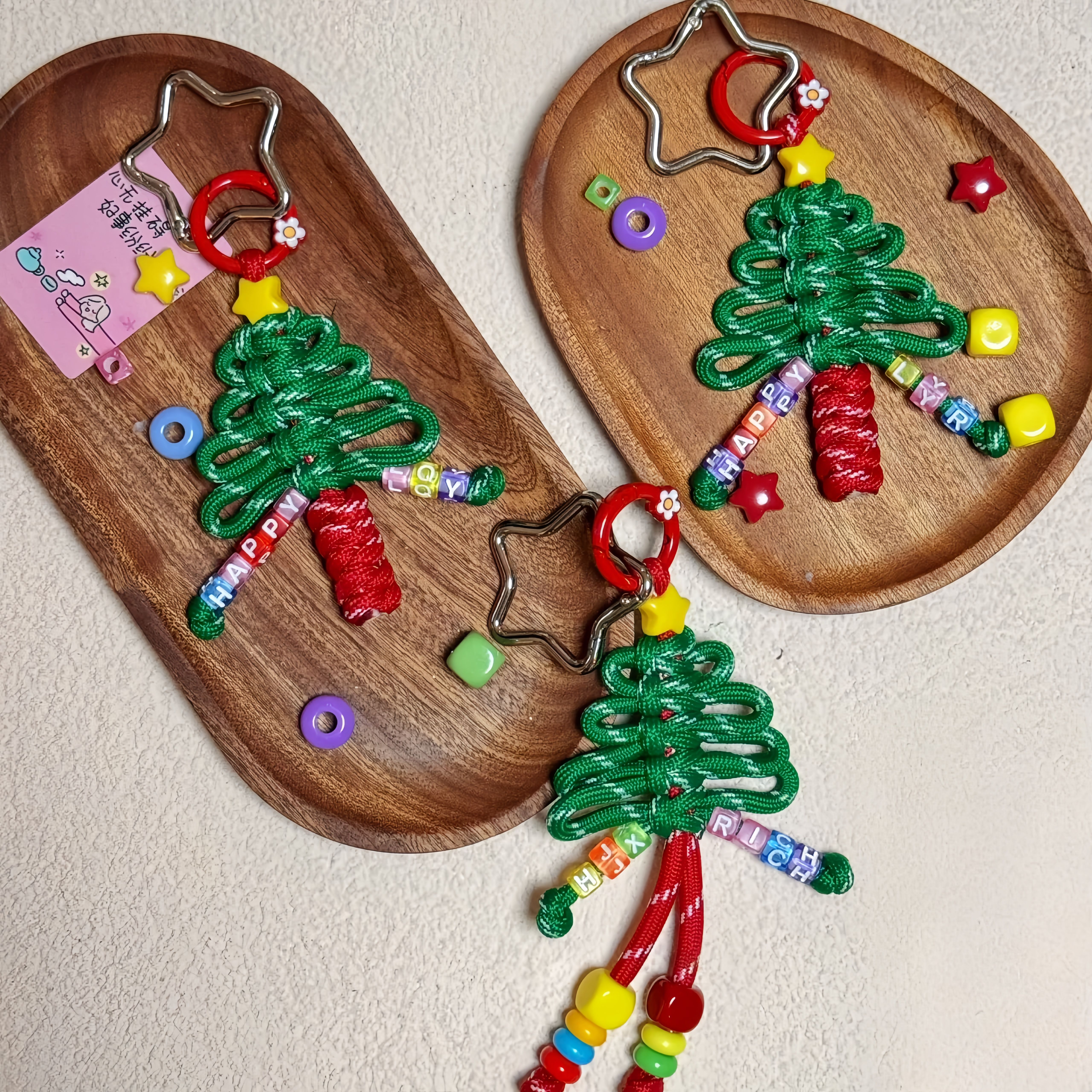 定制手工DIY圣诞树编绳挂件材料包创意包挂饰圣诞节礼手机链配饰