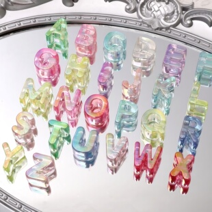 高透七彩字母串珠diy英文透明字母珠大孔应援材料包挂件配件材料