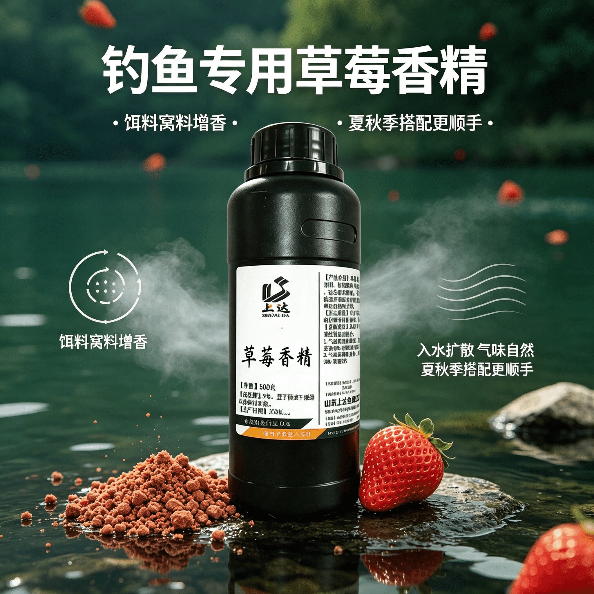 上达钓鱼小药草莓香精户外垂钓添加剂黑坑野钓鲫鱼鲢鳙饵窝料诱食