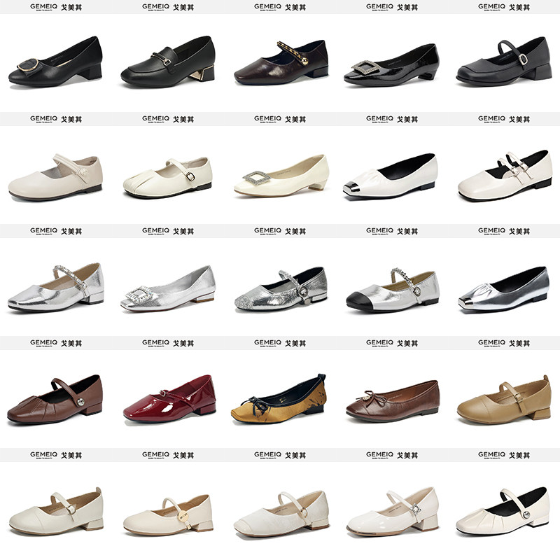 戈美其2025春秋新款女单鞋粗跟低跟平底浅口鞋懒人一脚蹬舒适百搭,女鞋,浅口单鞋,淘宝优惠券,粉丝福利购,淘宝优惠卷