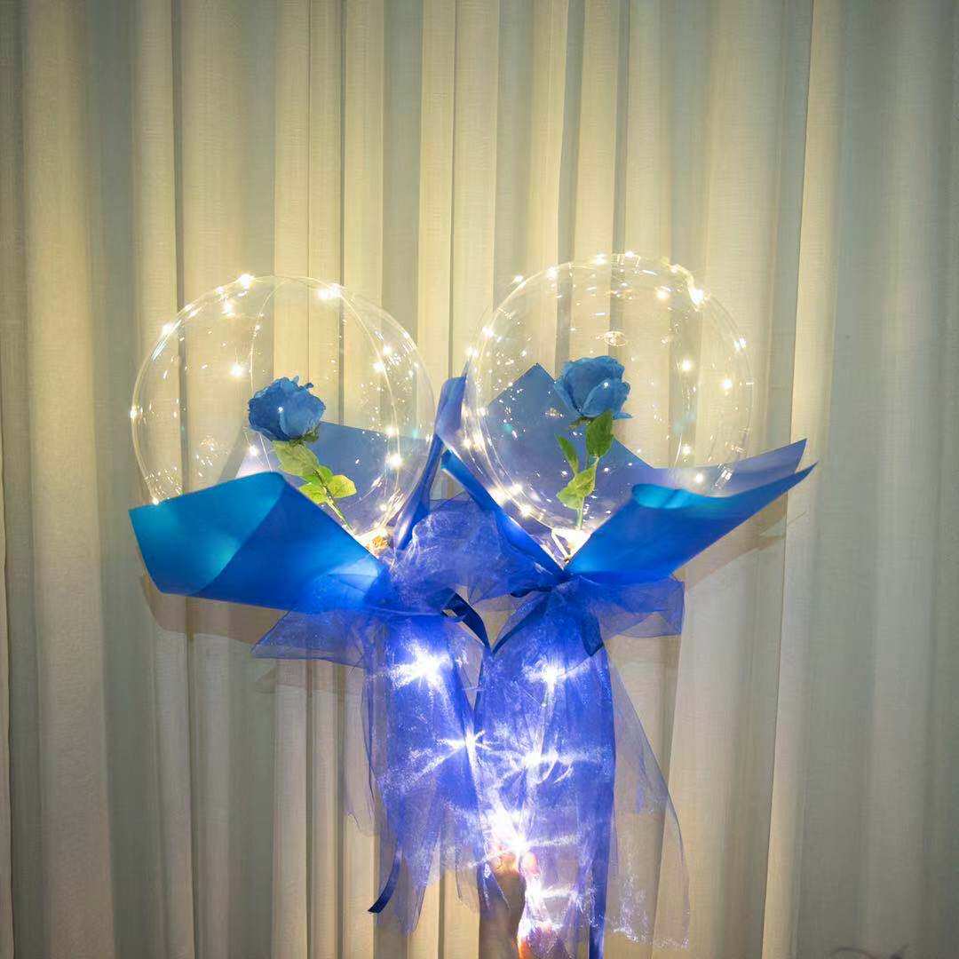 网红玫瑰花波波球发光火爆款透明气球花束材料包夜市摆地摊情人节