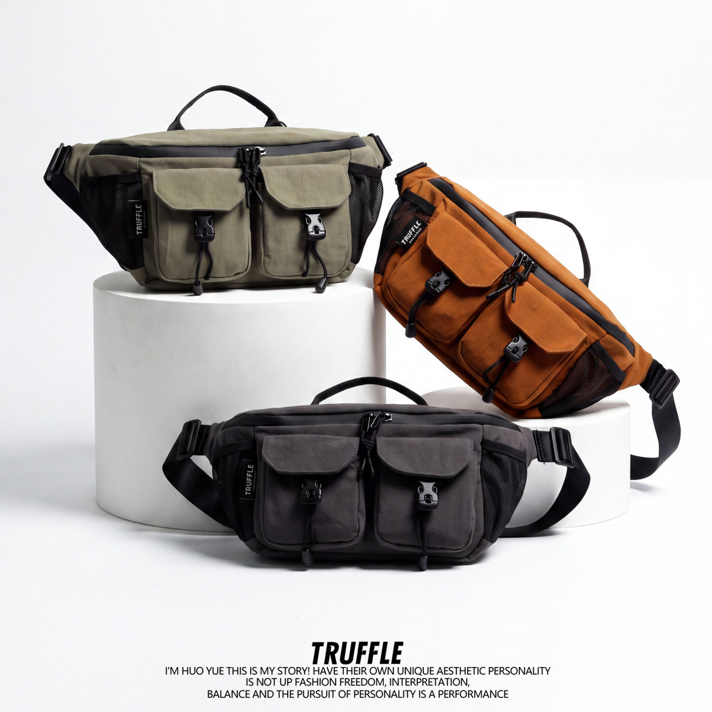 TRUFFLE2026新品机能单肩斜挎包男大容量户外腰包女胸包休闲背包图片