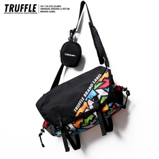 TRUFFLE涂鸦嘻哈单肩斜挎包男个性大容量学生通勤挎包女潮流背包