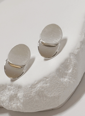 【重叠】几何圆片耳夹哑光拉丝高级感通勤冷淡风气质耳饰女