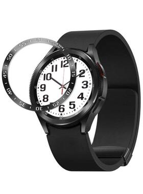 适配三星 Galaxy Watch6 Classic智能手表47mm防摔保护壳防刮不锈钢表盘商务刻度圈钢圈旋转刻度环钢化膜