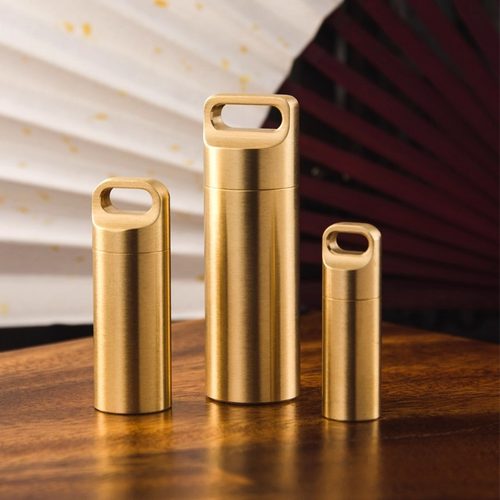 黄铜迷你药盒密封舱随身便携药瓶户外EDC求生防水罐钥匙扣挂件 - 封面