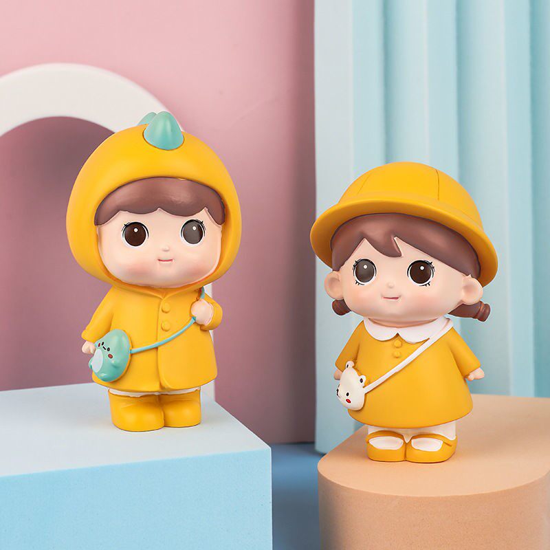 可爱男孩女孩小人偶摆件汽车车载小公仔桌面卡通儿童小人物摆设品