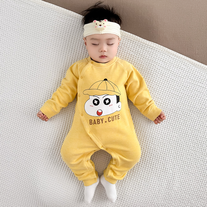 爱吉婴否单排扣连体衣德绒秋冬