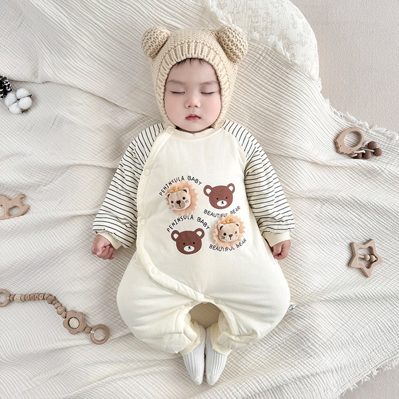 婴儿连体衣新生儿春秋薄棉加厚宝