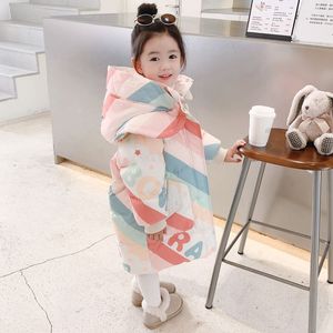 女童羽绒棉服中长款儿童2023冬装新款韩版棉袄女孩加厚洋气棉衣潮