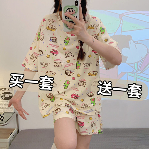 2025新款夏季女士短袖睡衣卡通可爱家居服学生套装ins风两件套
