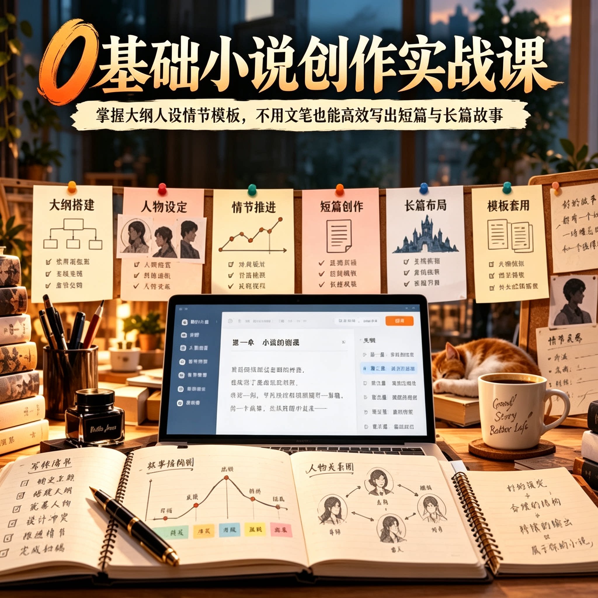 0基础小说创作实战课掌握大纲人设情节模板高效写短篇与长篇故事