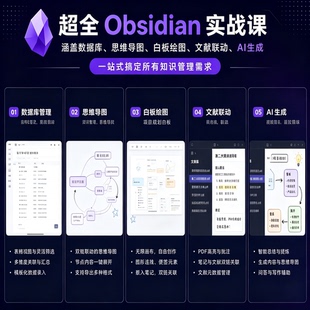 超全Obsidian实战课，涵盖数据库、思维导图、白板绘图、文献联动