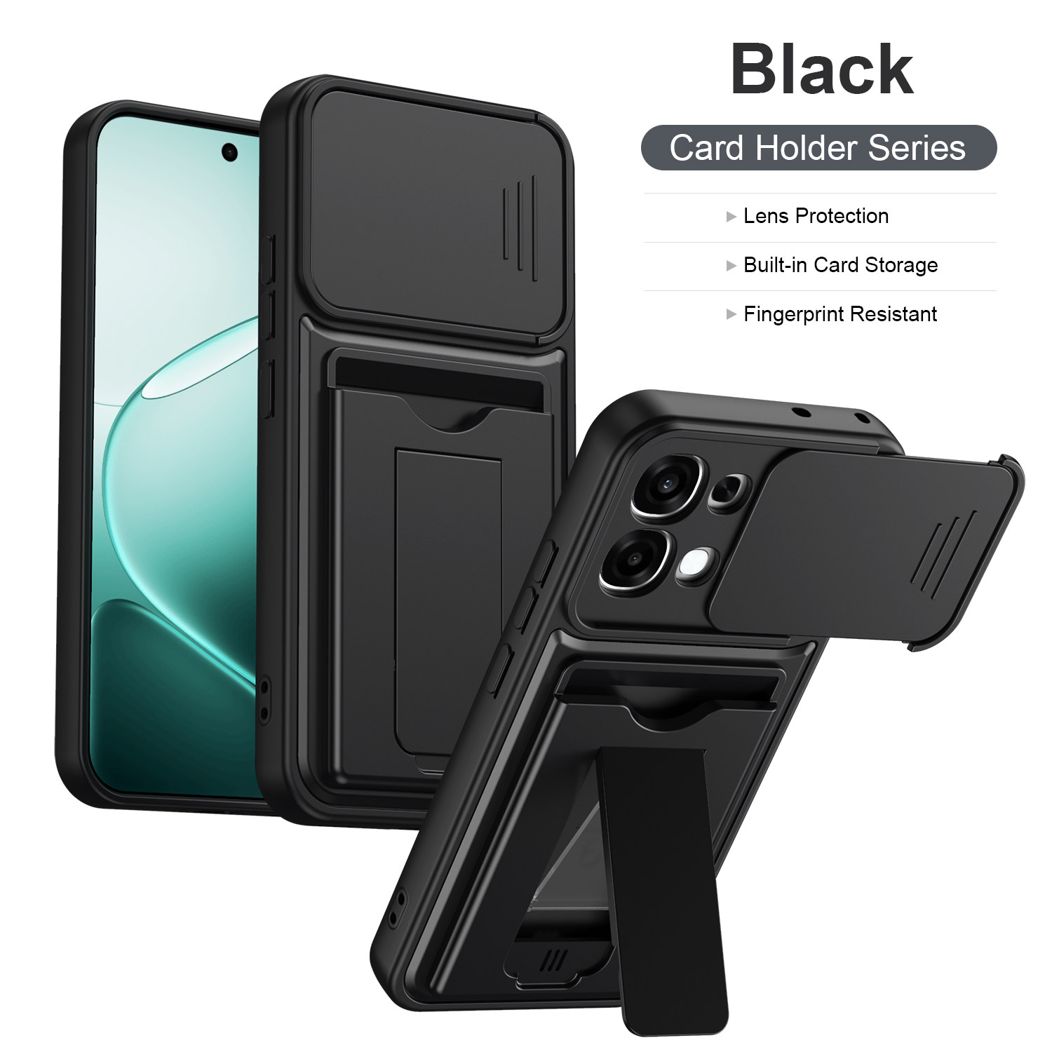 多功能卡包一体手机壳适用于OPPO A6PRO国外版支架F31推拉窗防摔二合一硬壳图片