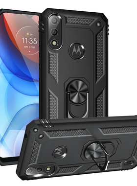 适用于Motorola Moto E7 Power2021/E7i  Power手机壳军士级防摔车载磁吸旋转指环支架加厚护甲盔甲