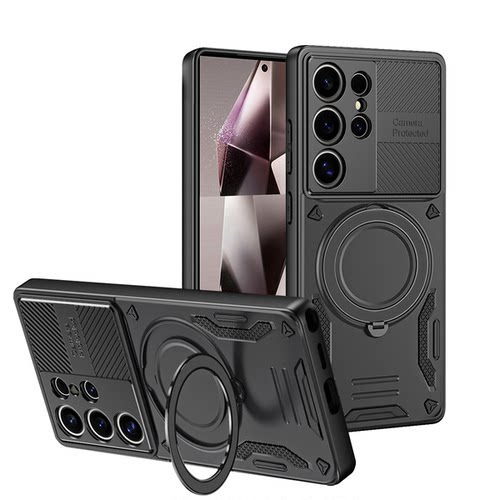 适用于三星Galaxy S24Ultra手机壳三星S24/S25/S26旋转指环支架S20FE车载磁吸S23FE/S21FE无线充S25Edge