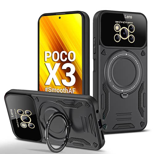 适用于小米POCO X3磁环支架手机壳POCO X3 NFC/POCO X4Pro旋转指环POCO X6Pro/K70E/POCO M7车载磁吸无线充