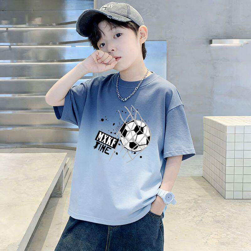 左西官方旗舰店男童帅气渐变扎染t恤短袖儿童夏季新款中大童男孩