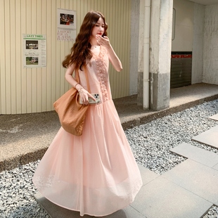 粉色无袖 甜美减龄温柔度假风松弛感背心裙子 连衣裙女夏季 2025新款