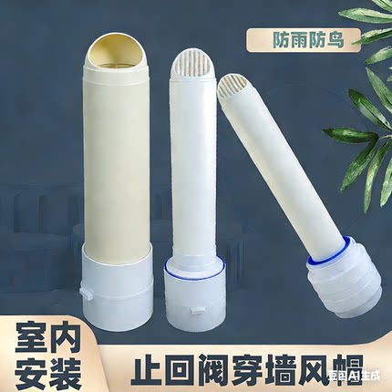 加长止逆阀防虫浴霸排气管防鸟穿墙风帽抽油烟机管道外墙一体式