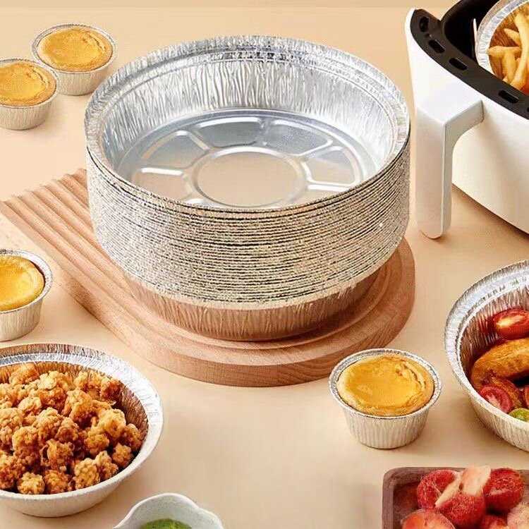 锡纸碗空气炸锅专用纸食品级家用铝箔纸盘耐高温垫纸烘焙工具