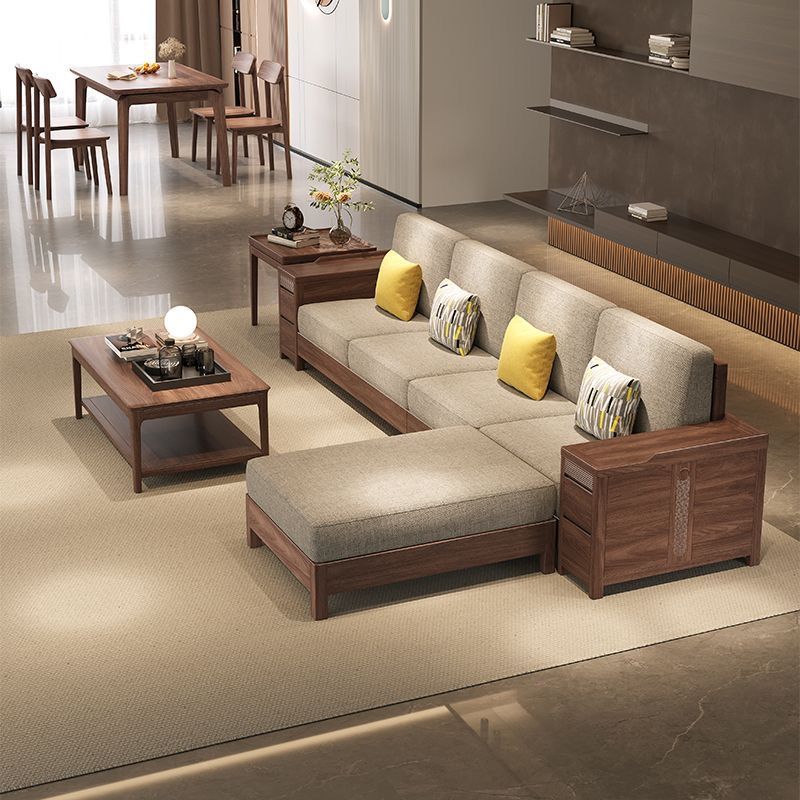 新中式北美黑胡桃实木沙发组合