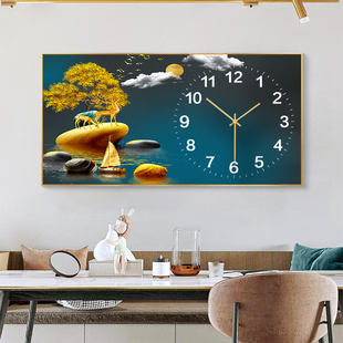 餐厅钟表装饰画现代简约客厅挂画轻奢单幅吃饭厅走廊玄关墙壁挂画