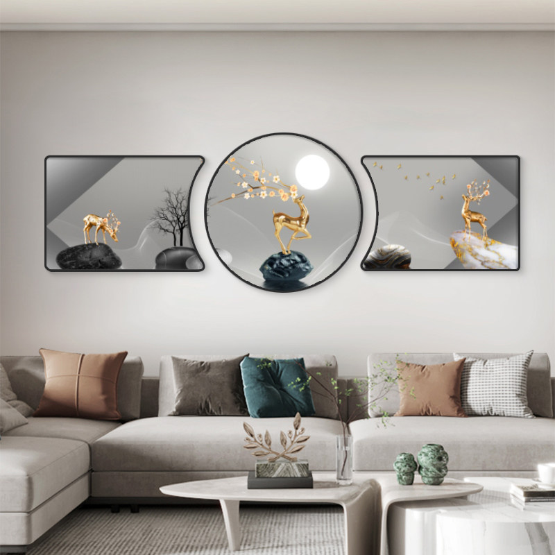 客厅装饰画高档墙画沙发背景墙挂画现代简约2026新款墙壁三联壁画