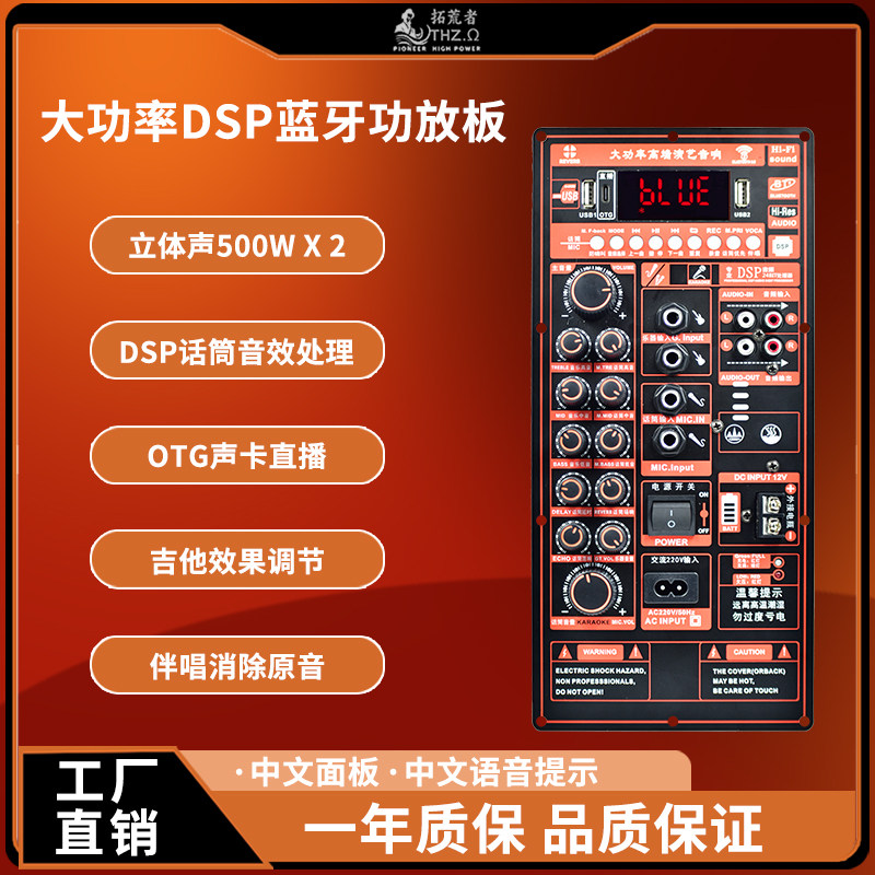 大功率DSP双声道立体声主板蓝牙声卡直播OTG广场舞220充电功放板