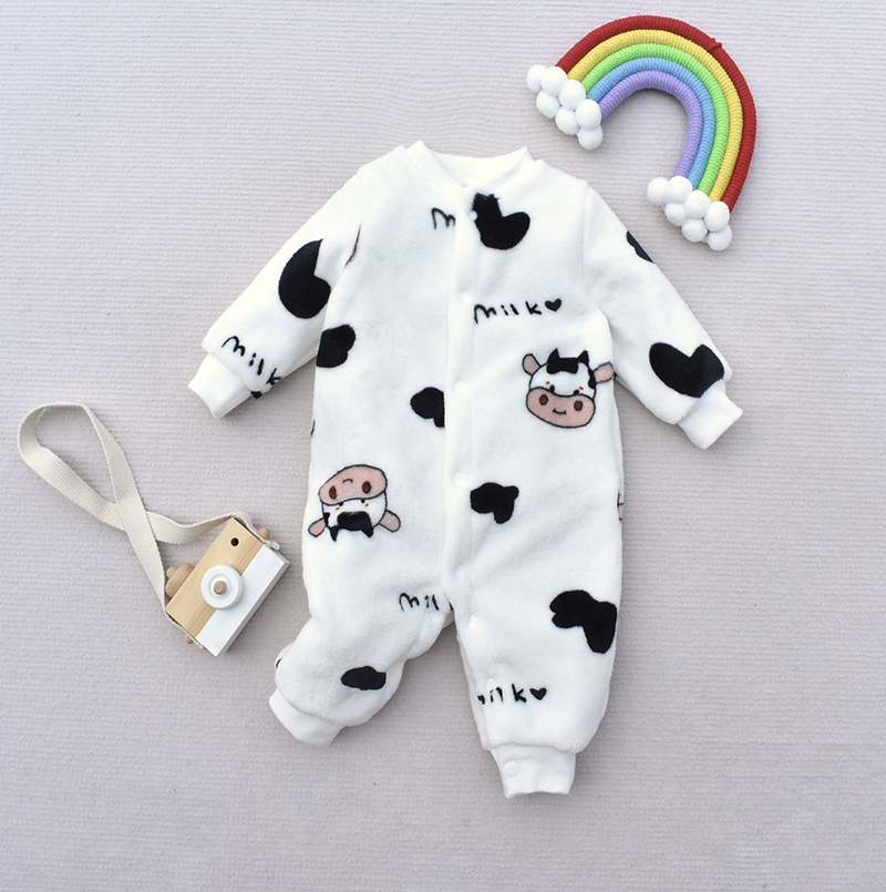 婴儿法兰绒连体衣加厚珊瑚绒满月