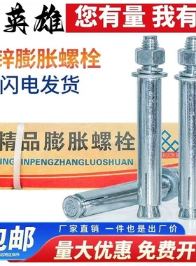 国标铁镀锌膨胀螺丝外膨胀螺栓拉爆足长螺钉膨胀管M6M8M10M1280mm