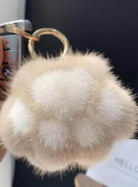 仿水貂皮草小猫爪毛绒挂件小爪子包包挂饰熊掌钥匙链汽车钥匙扣萌