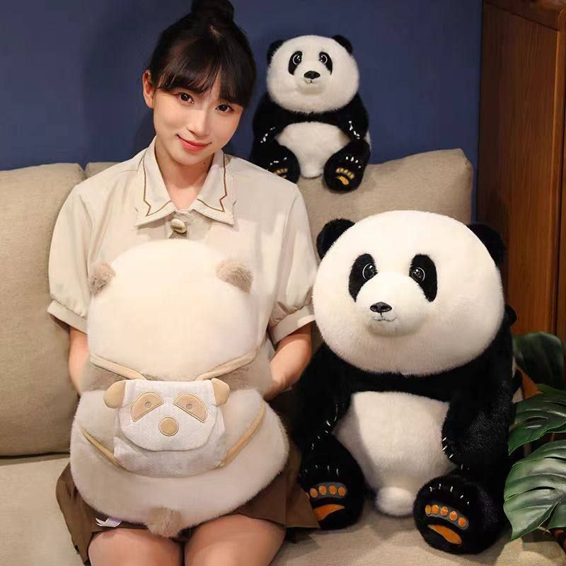仿真背包大熊猫公仔抱枕七仔福宝