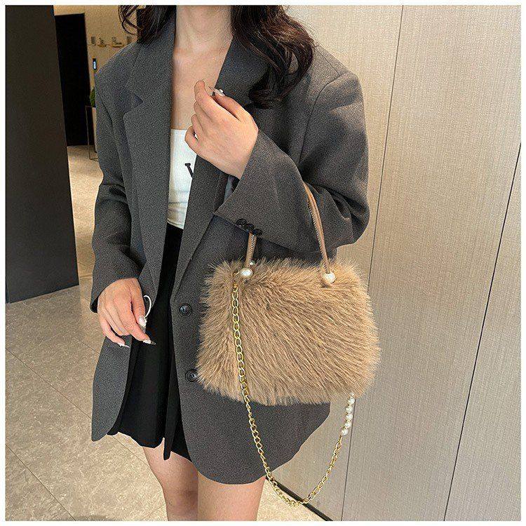 毛茸茸手提小包包2024新款时尚珍珠毛毛小方包春夏质感女士斜挎包,箱包皮具/热销女包/男包,通用款女包,淘宝优惠券,粉丝福利购,淘宝优惠卷