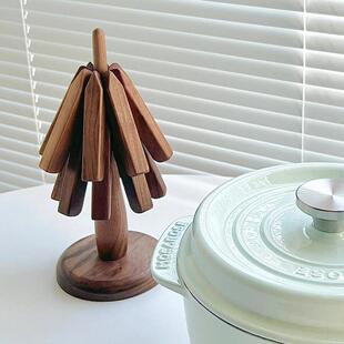 木质圣诞树耐温餐桌垫茶杯垫防烫垫可折叠隔热垫锅垫家居摆件礼品