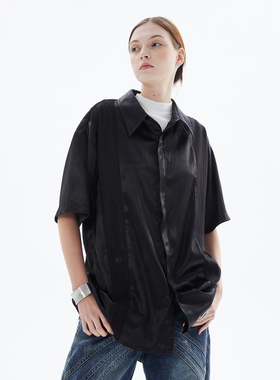 EROCD 23SS夏季新款黑色质感蕾丝衬衫小众设计感原创个性宽松上衣