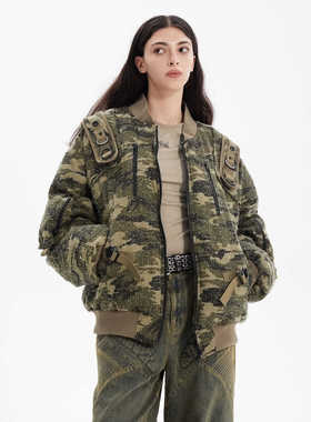 ERRORCODErobot破坏迷彩肩带设计夹克棉服战术外套飞行服秋冬保暖