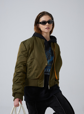 EROCD 22AW军绿色X结构飞行员夹克秋季宽松加厚防风棒球领棉服