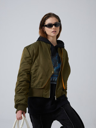 EROCD 22AW军绿色X结构飞行员夹克秋季宽松加厚防风棒球领棉服