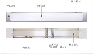 净化日光灯全套led灯管T8长条一体化家用超亮办公室双管三防1.2米