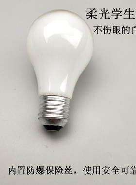 奶白柔光钨丝灯40W60WE27学习写字台灯不伤眼磨砂黄光可调光护眼