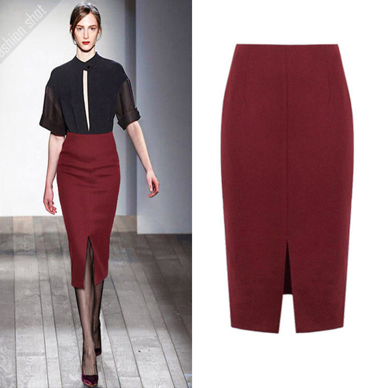 底波拉秋冬新款毛呢开叉包臀裙长裙显瘦半身裙中长加厚一步裙冬裙