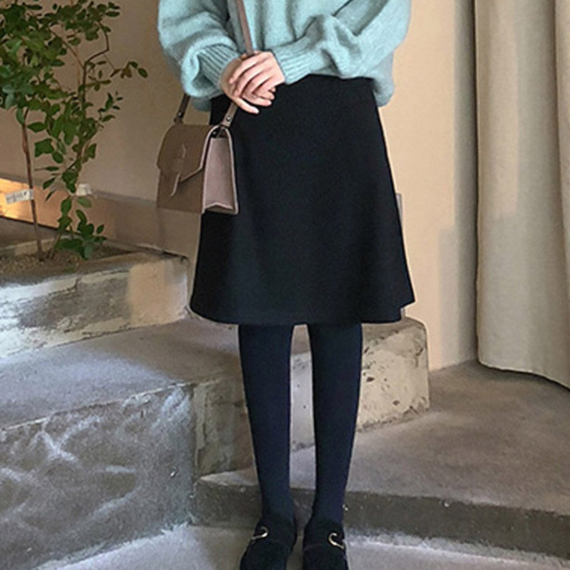 毛呢A字裙蓬蓬裙半身裙中裙高腰显瘦百搭气质打底裙秋冬女裙伞裙