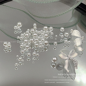 NEKO 高品质 纯白米白多尺寸与混装 高亮不掉皮圆形美甲珍珠